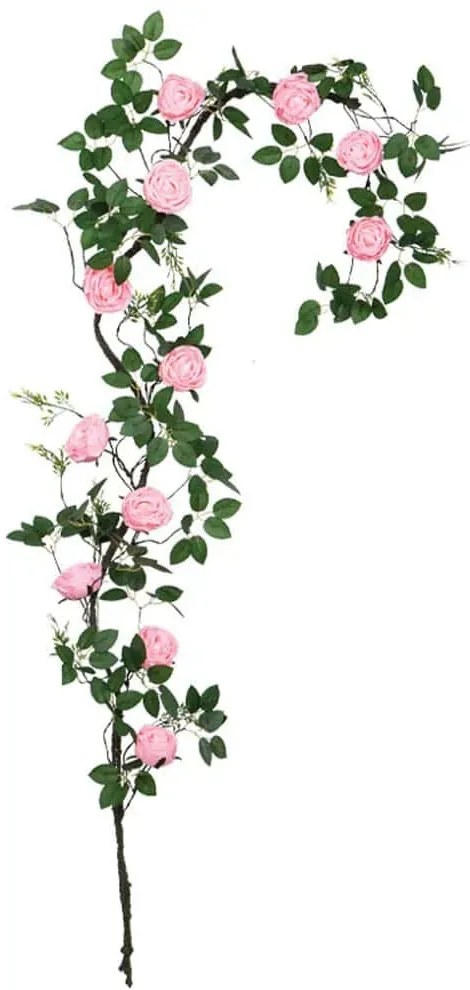Τεχνητή Γιρλάντα Τριανταφυλλιάς 00-40005-1 240cm Green-Pink Marhome Συνθετικό Υλικό