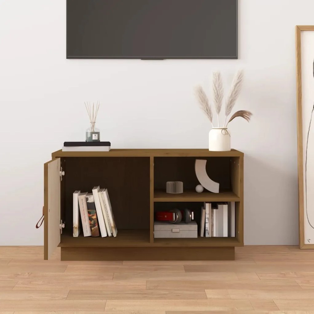 vidaXL Έπιπλο Τηλεόρασης Καφέ Μελί 70x34x40εκ από Μασίφ Ξύλο Πεύκου