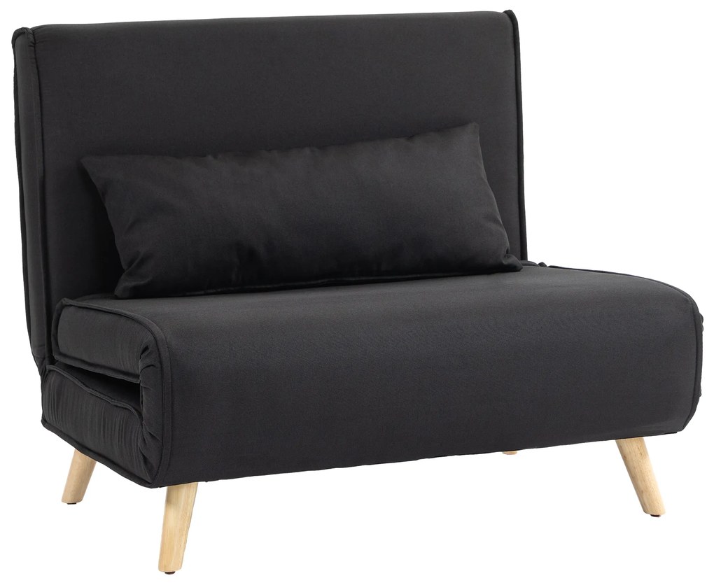 HOMCOM Πολυθρόνα-Κρεβάτι με Λειτουργία Κρεβατιού, για 1 Άτομο, Μοντέρνος Σχεδιασμός, έως 350 kg, 94x78x80cm, Μαύρο