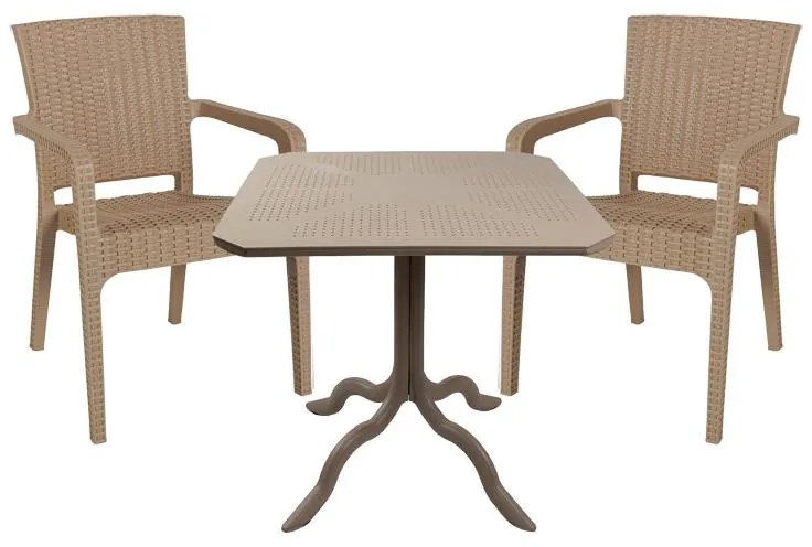 Τραπεζαρία Groovy-Halcyon σετ 3τεμ PP cappuccino 80x80x74,5εκ. 80x80x74.5 εκ.