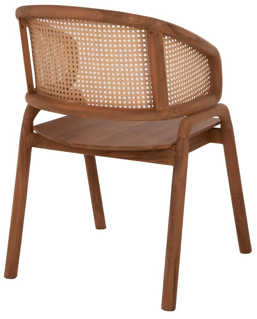 Καρέκλα-Πολυθρόνα C9402.01 Μασίφ Ξύλο Teak και Rattan πλάτη Φυσικό 57x62x83Υεκ. 57x62x83 εκ.