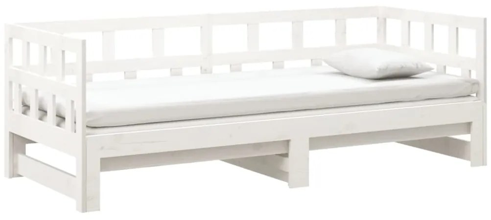 vidaXL Καναπές Κρεβάτι Συρόμενος Λευκός 2x(90x200) εκ. από Μασίφ Πεύκο