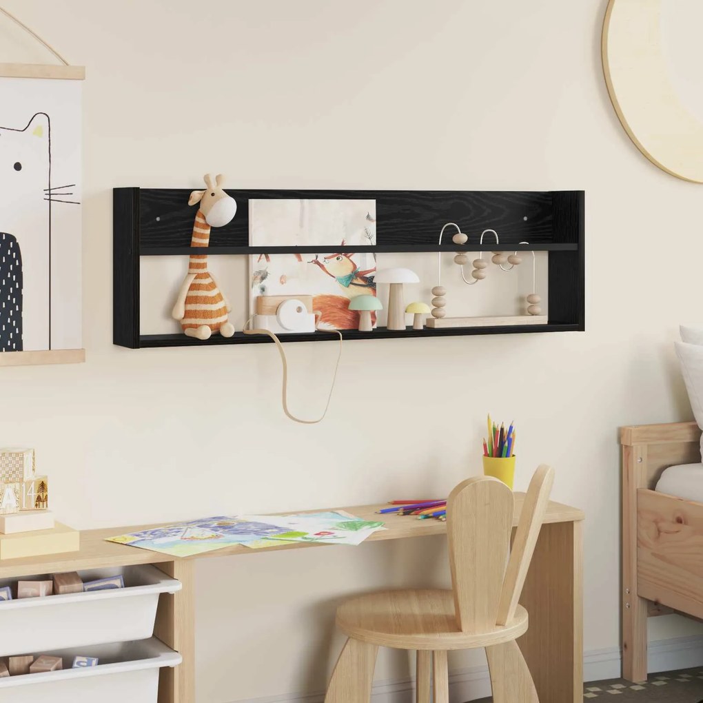 vidaXL Ράφι Περιοδικών Μαύρη Οξυά 100 x 12 x 30 εκ Επεξεργασμένο ξύλο