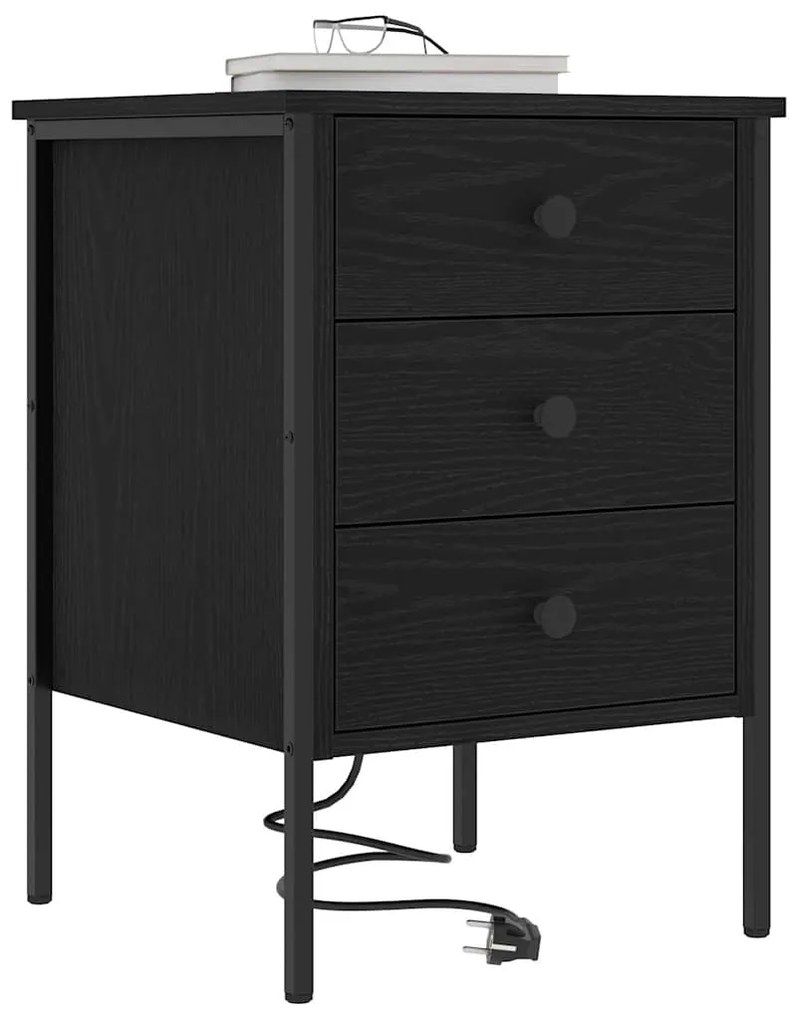 vidaXL Κομοδίνο 2 pcs Μαύρη δρυς 42 x 41 x 61 εκ Επεξεργασμένο ξύλο