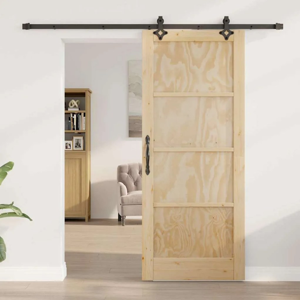 vidaXL Σετ Συρόμενης Πόρτας ORKDAL Φυσικό και μαύρο 83 x 202 εκ.
