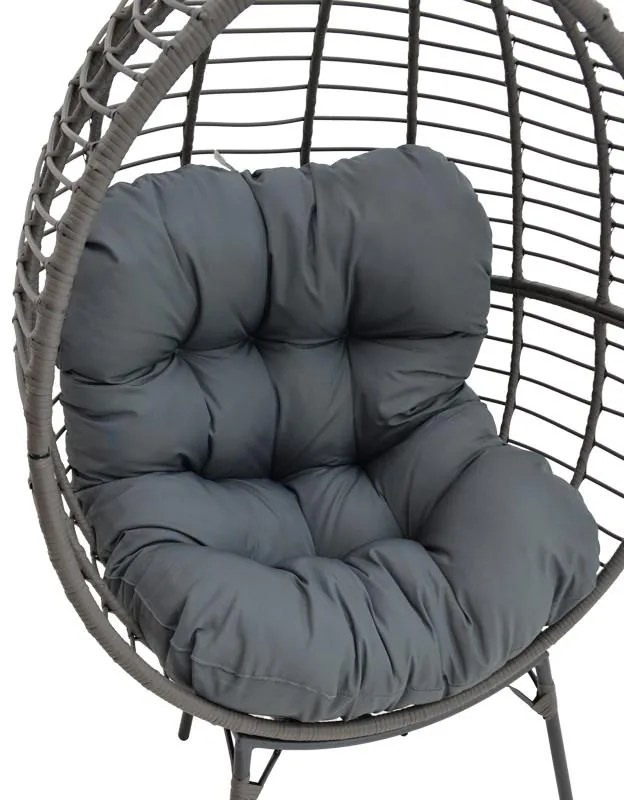 Καρέκλα - Πολυθρόνα Nestie wicker rattan γκρι-μεταλλικό γκρι πόδι-γκρι μαξιλάρι 102x80x155 εκ. 102x80x156 εκ.