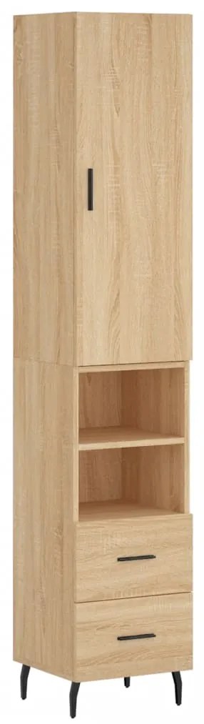 vidaXL Μπουφές Sonoma δρυς 34,5 x 34 x 180 εκ. από Επεξεργασμένο Ξύλο