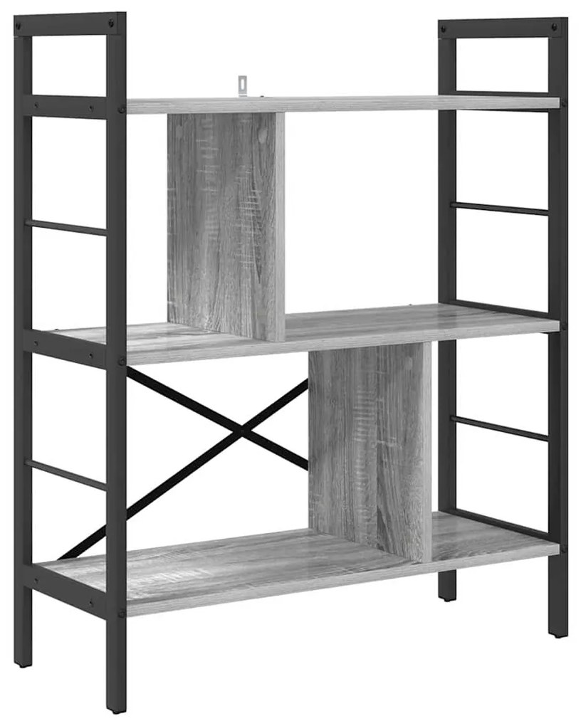 vidaXL Ράφι Βιβλίων Γκρίζο Σονομα 75 x 30 x 91 εκ. Επεξεργασμένο ξύλο