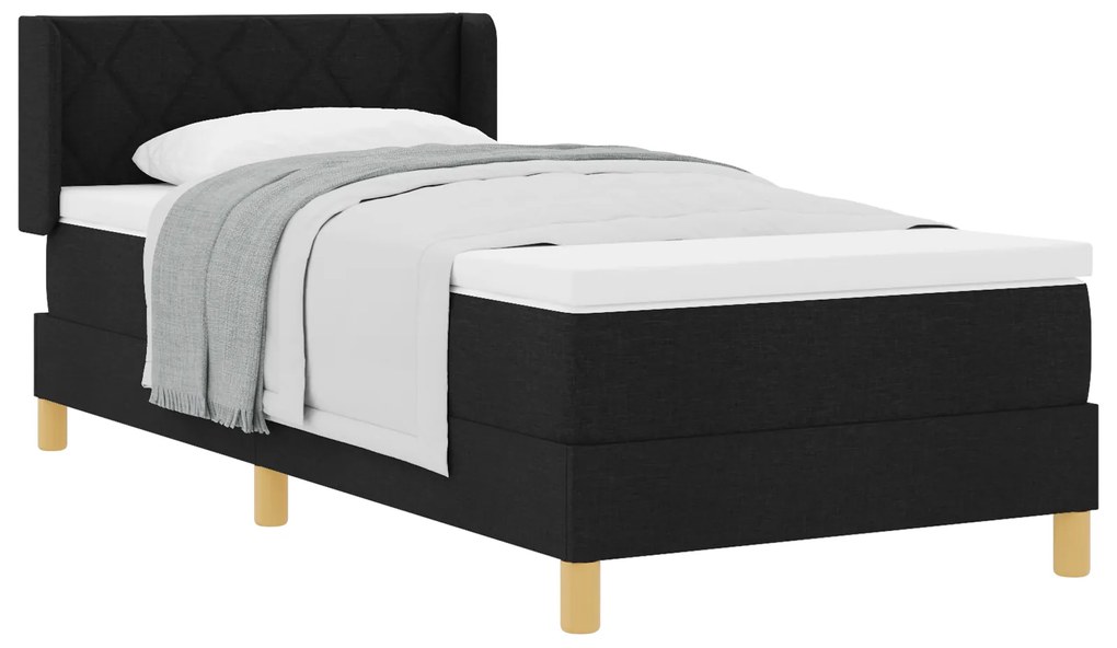 vidaXL Κρεβάτι με Στρώμα σε Μαύρο, 90 x 200 εκ., Υφασμα