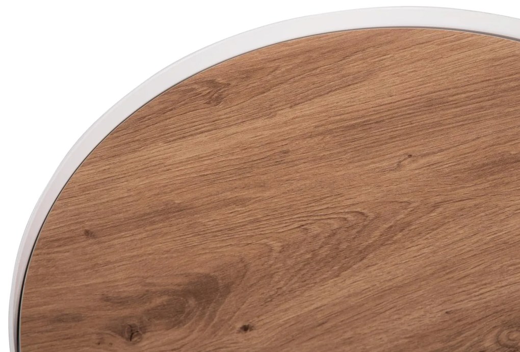 ΤΡΑΠΕΖΑΚΙ ΒΟΗΘΗΤΙΚΟ DENTON  MDF TOP ΦΥΣΙΚΟ ΞΥΛΟΥ-ΒΑΣΗ ΛΕΥΚΗ Φ45x51,5Υεκ.