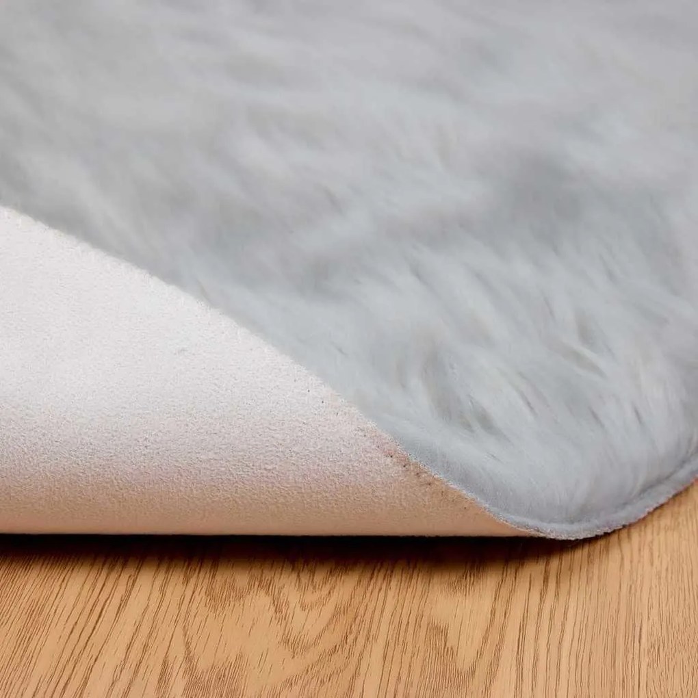 vidaXL Ψεύτικο Δέρμα Προβάτου Χαλί Tafalla Γκρι Ø 100 εκ Πολυεστέρας