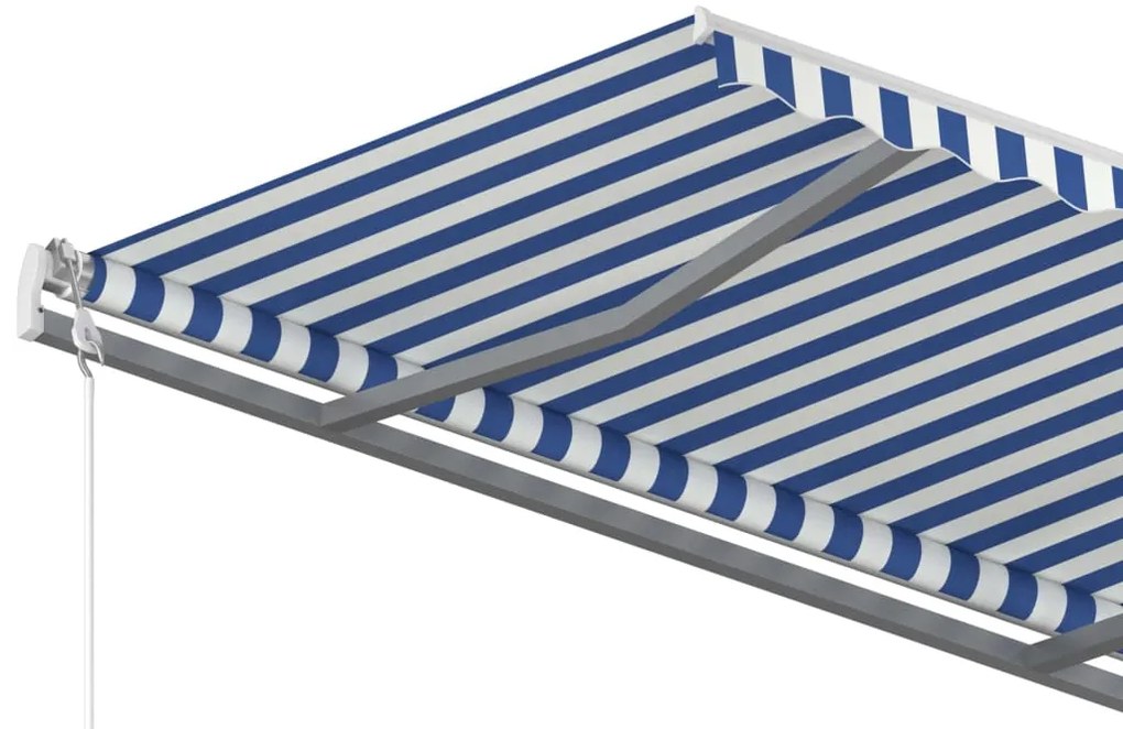 vidaXL Τέντα Συρόμενη Χειροκίνητη με Στύλους Μπλε / Λευκό 4,5 x 3,5 μ.