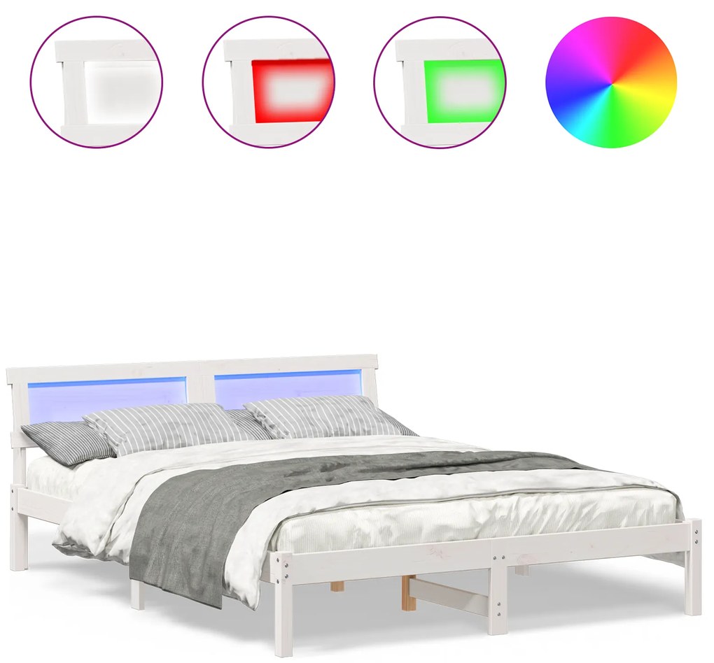 vidaXL Σκελετός Κρεβατιού Λευκό 140 x 200 cm Συμπαγές ξύλο πεύκου