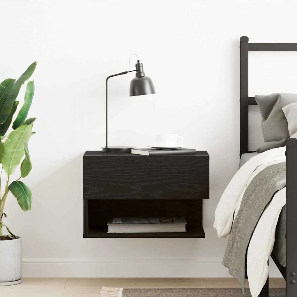 vidaXL Κομοδίνο Μαύρη δρυς 46 x 29.5 x 30 εκ. Επεξεργασμένο ξύλο