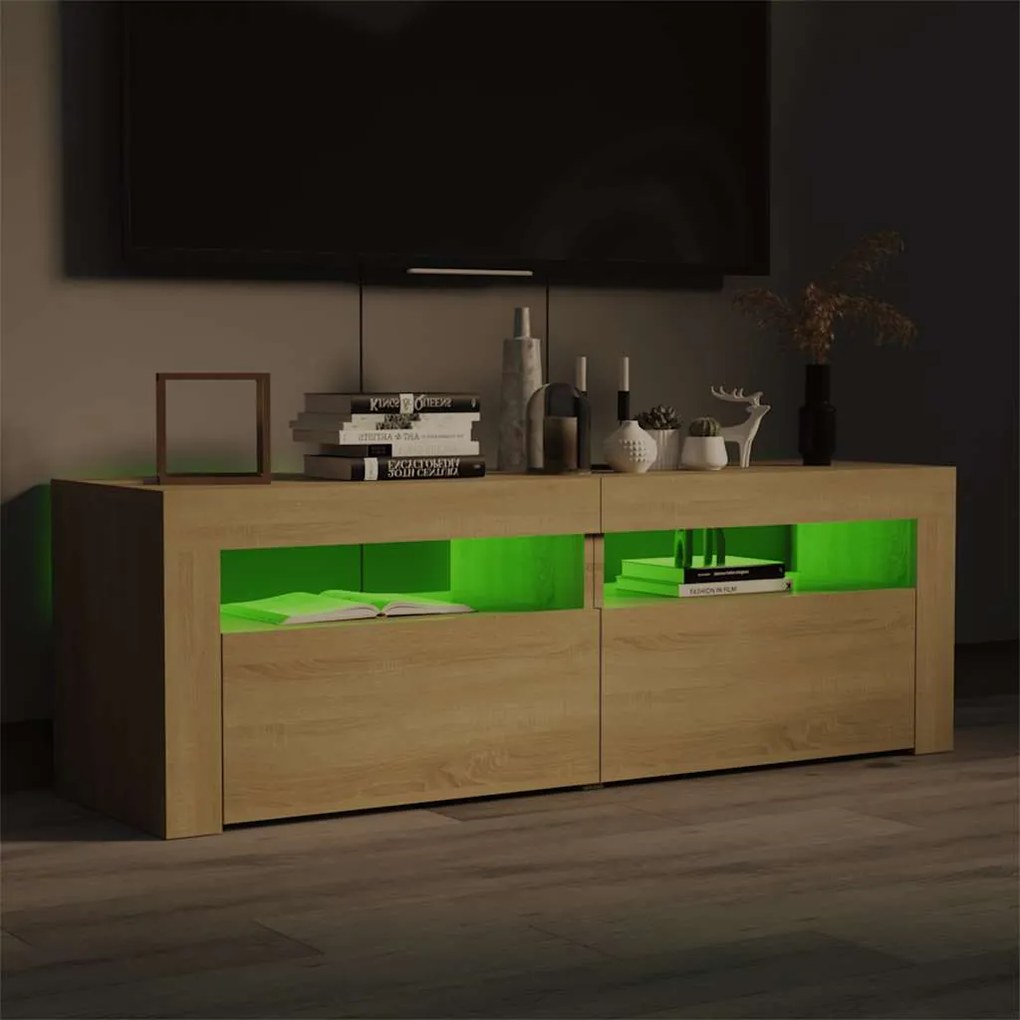 vidaXL Έπιπλο Τηλεόρασης με LED Sonoma Δρυς 120x35x40 εκ.