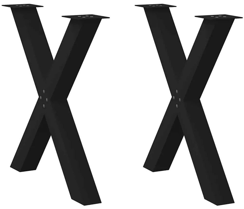 vidaXL Πόδια Τραπεζαρίας σε Σχήμα Χ, 2 τεμ. Μαύρο, Ατσάλι 80x(72-73) εκ.