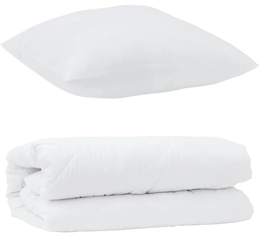 vidaXL Διπλό με Μαξιλάρι 2 pcs Λευκό 155 x 220 cm Μικροΐνες