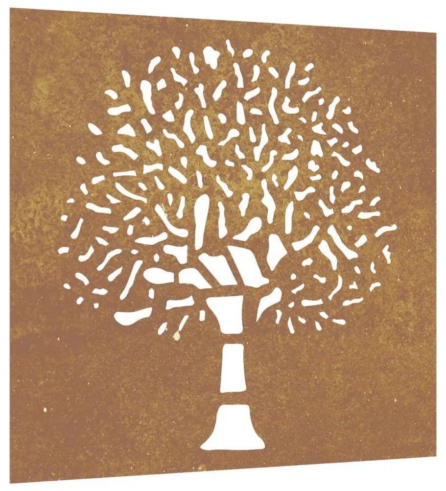 vidaXL Διακοσμητικό Κήπου Επιτοίχιο Σχ. Δέντρο 55x55 εκ. Ατσάλι Corten