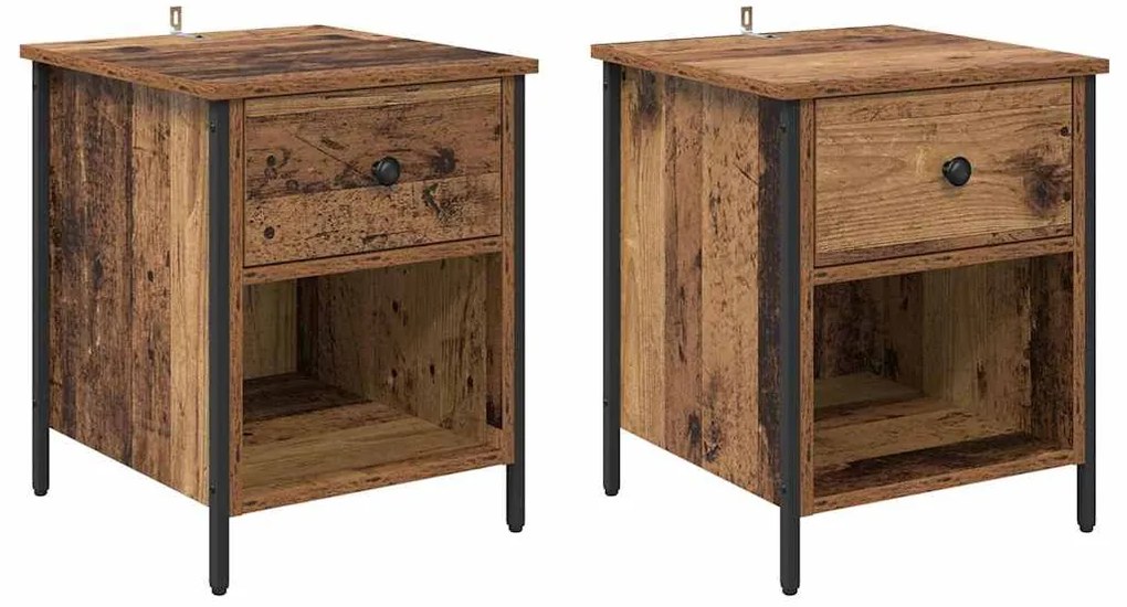 vidaXL Κομοδίνο 2 pcs Παλαιό ξύλο 40 x 42 x 50 cm Επεξεργασμένο ξύλο