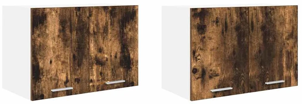 vidaXL Κρεμαστό ντουλάπι με αποθήκευση 2 pcs Καπνιστός Δρυς και Λευκό