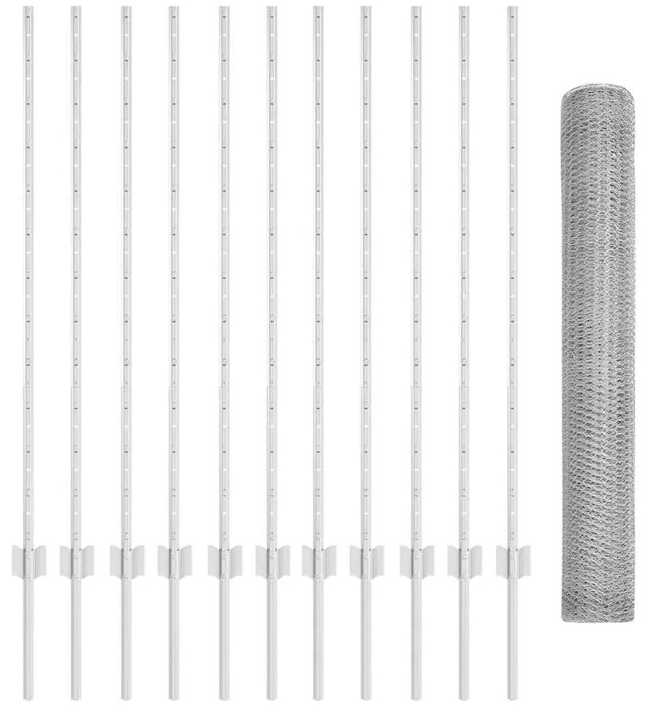 vidaXL Φράχτης με Στήλες. Ασημί 1.2 x 25 m Ατσάλι