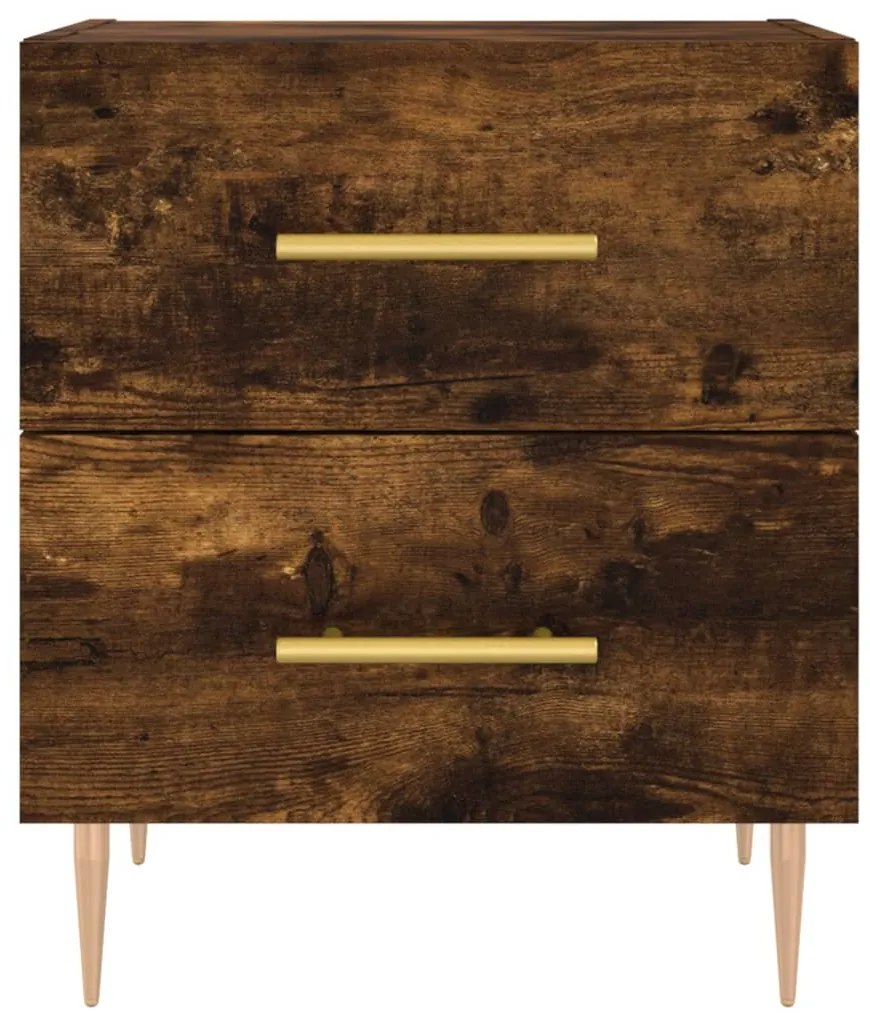 vidaXL Κομοδίνο Καπνιστή Δρυς 40 x 35 x 47,5 εκ. από Επεξεργ. Ξύλο
