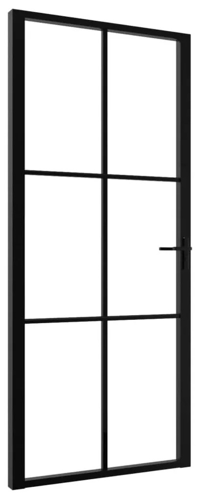 Πόρτα Εσωτερική Μαύρη 93 x 201,5 εκ. από Γυαλί ESG / Αλουμίνιο - Μαύρο