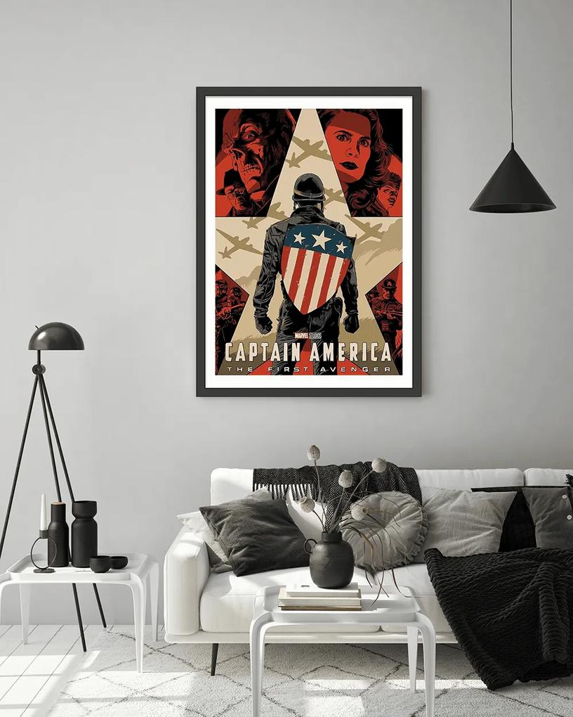 Πόστερ &amp;  Κάδρο Captain America - The First Avenger MV019 30x40cm Μαύρο Ξύλινο Κάδρο (με πόστερ)