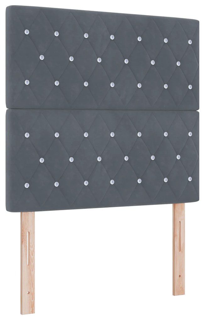 vidaXL Κρεβάτι Box Spring με Στρώμα Σκούρο Γκρι 90x200 εκ. Βελούδο