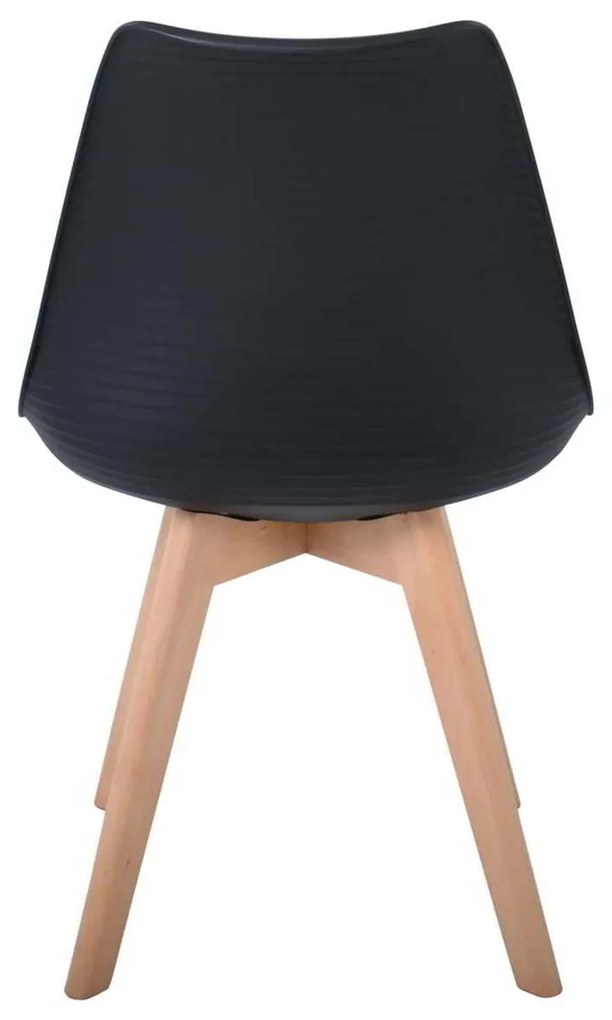 Καρέκλα MARTIN STRIPE Ξύλινο πόδι / PP Μαύρο 49x56x82cm (Σετ 4 ΤΕΜ)