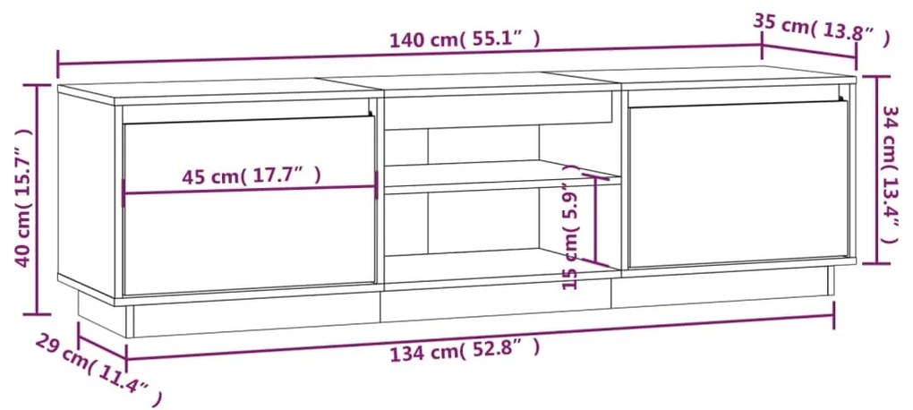 ΈΠΙΠΛΟ ΤΗΛΕΟΡΑΣΗΣ ΛΕΥΚΟ 140 X 35 X 40 ΕΚ. ΑΠΟ ΜΑΣΙΦ ΞΥΛΟ ΠΕΥΚΟΥ 814315