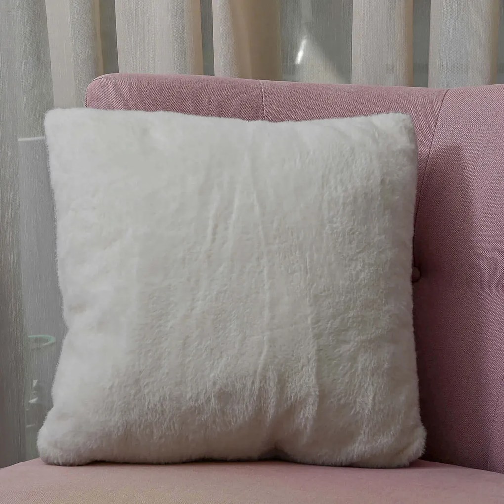 Διακοσμητικό Μαξιλάρι Γούνινο (45x45) Pol Rugs &amp; Mats Rabbit Ivory