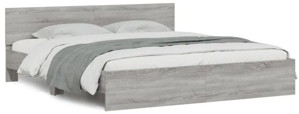 vidaXL Πλαίσιο Κρεβατιού με Κεφαλάρι Γκρι Sonoma 180x200 εκ.