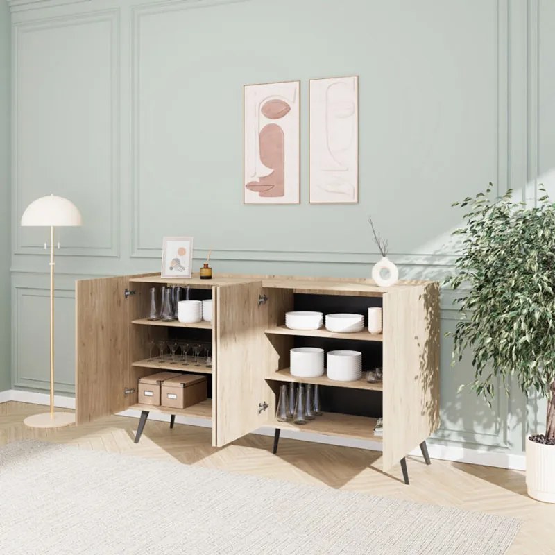 Μπουφές Kudro pakoworld σε oak απόχρωση 180x43x100εκ - 039-000200