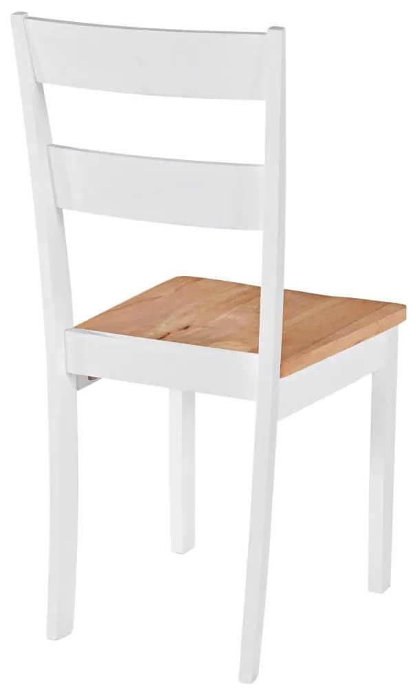 Καρέκλες Τραπεζαρίας 2 τεμ. Λευκές Μασίφ Ξύλο Καουτσουκόδεντρου - Λευκό