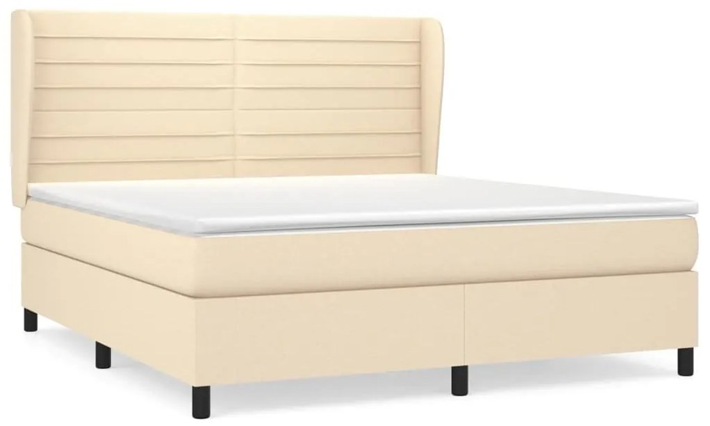 Κρεβάτι Boxspring με Στρώμα Κρεμ 160x200 εκ. Υφασμάτινο - Κρεμ