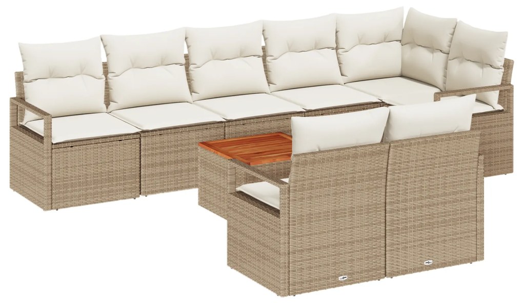 vidaXL Σετ Σαλονιού Κήπου 9 pcs Beige, λευκό Μεγάλο