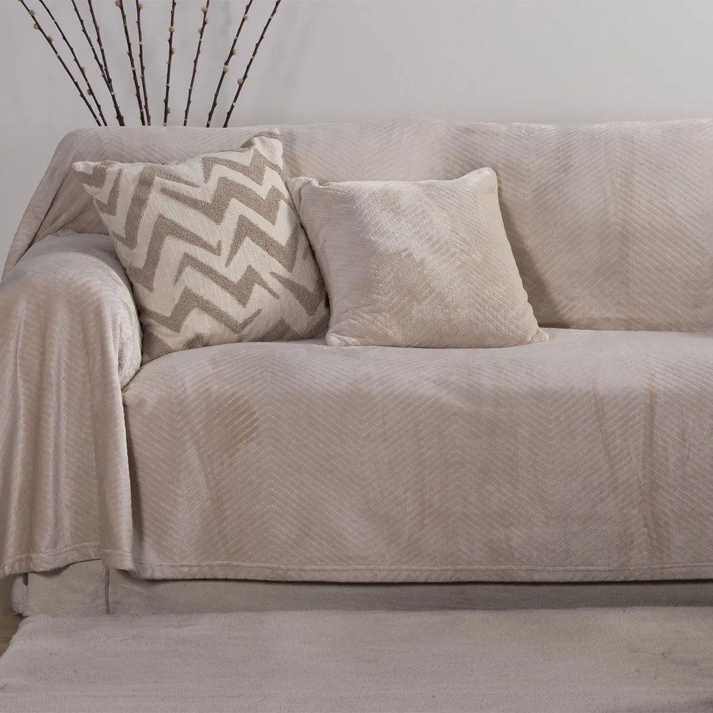 Διακοσμητικό Ριχτάρι Fleece/Κουβέρτα Καναπέ (130x180) Nef-Nef Homeware Dakari Ecru