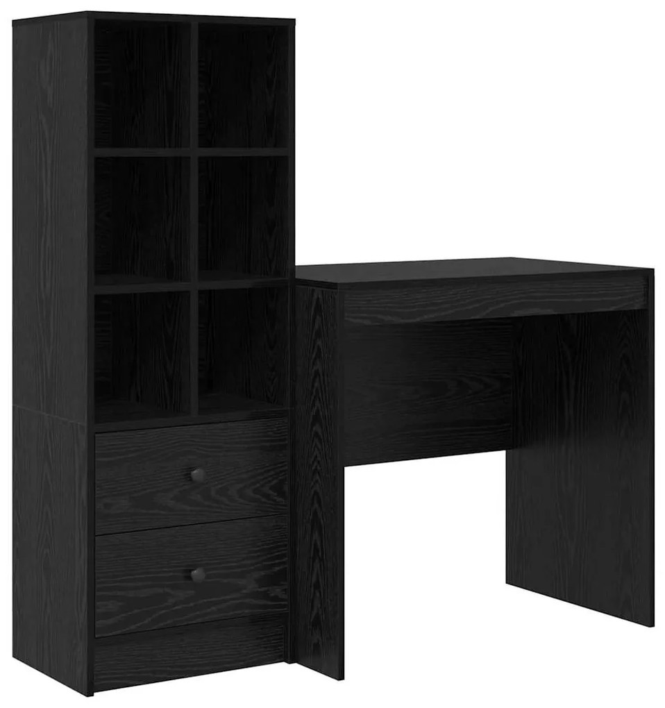 vidaXL Γραφείο με αποθηκευτικό χώρο 2 pcs Μαύρη δρυς 80 x 50 x 76 εκ.