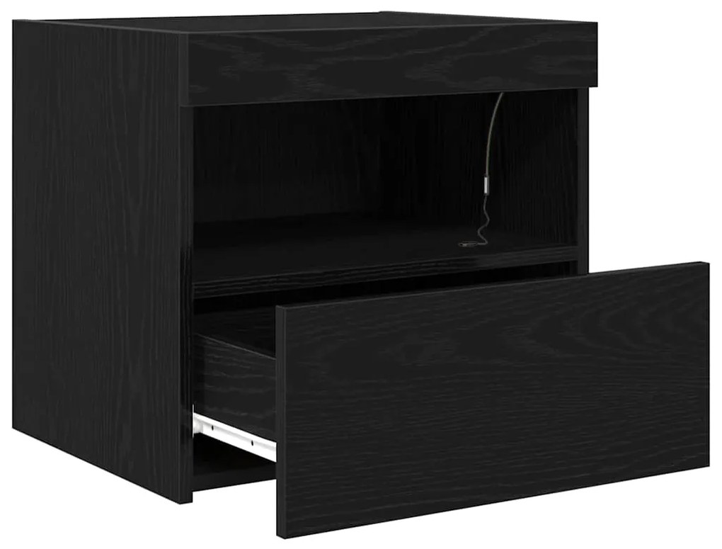 vidaXL Κομοδίνο Μαύρη δρυς 50 x 40 x 45 cm Επεξεργασμένο ξύλο