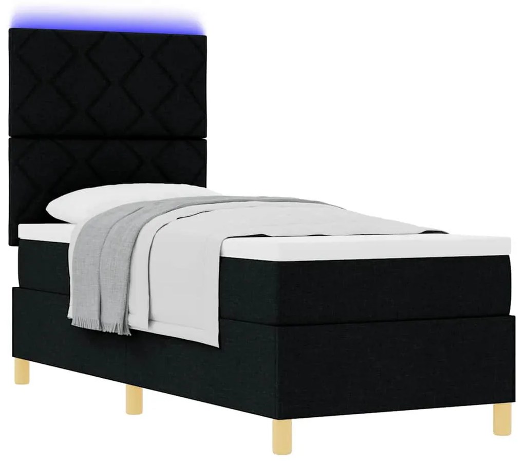 vidaXL Κρεβάτι με ελατήρια με στρώμα Μαύρο 80 x 200 cm ύφασμα