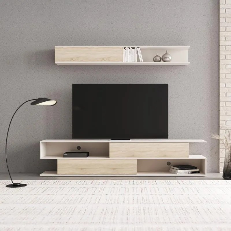 Σύνθετο σαλονιού Brick σε oak-κρεμ απόχρωση 240x40x50.4εκ. 240x40x50.4 εκ.