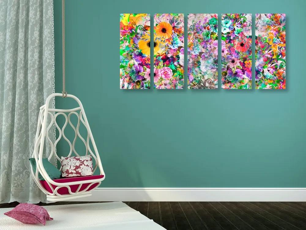 5 μέρη εικόνα pestrocolor λουλούδια - 100x50