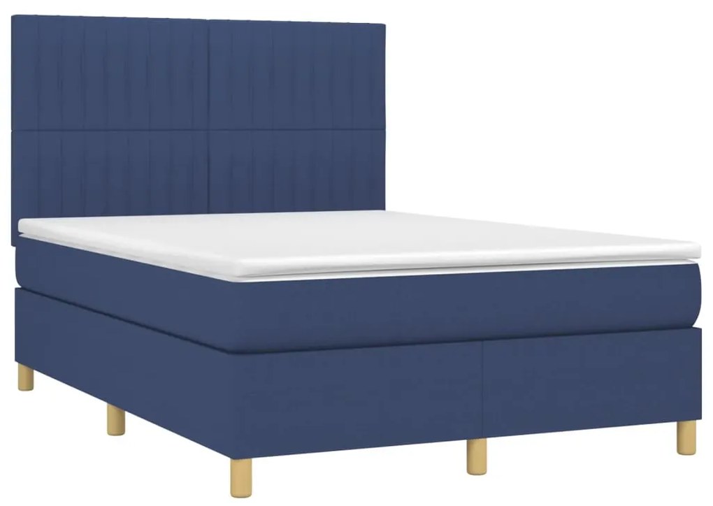 ΚΡΕΒΑΤΙ BOXSPRING ΜΕ ΣΤΡΩΜΑ ΜΠΛΕ 140X200 ΕΚ. ΥΦΑΣΜΑΤΙΝΟ 3142503