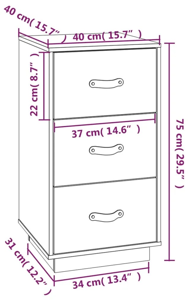 Κομοδίνα 2 τεμ. Καφέ Μελί 40x40x75εκ. από Μασίφ Ξύλο Πεύκου - Καφέ