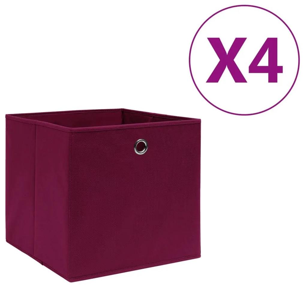 Κουτιά Αποθήκευσης 4 τεμ Σκ Κόκκινα 28x28x28εκ Ύφασμα Non-woven - Κόκκινο
