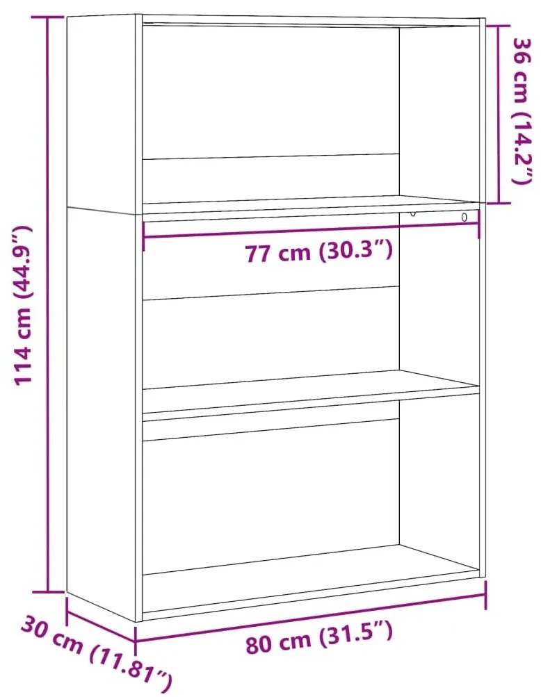 Βιβλιοθήκη Γκρι Sonoma 80x30x114 εκ. από Επεξεργασμένο Ξύλο - Γκρι