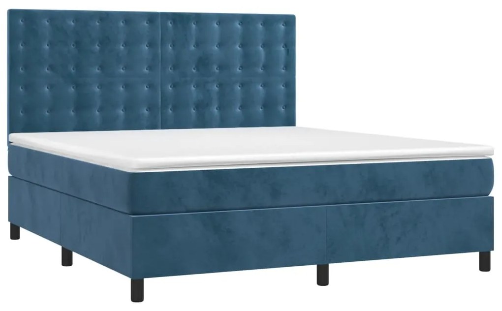 vidaXL Κρεβάτι Boxspring με Στρώμα Σκούρο Μπλε 180x200 εκ. Βελούδινο