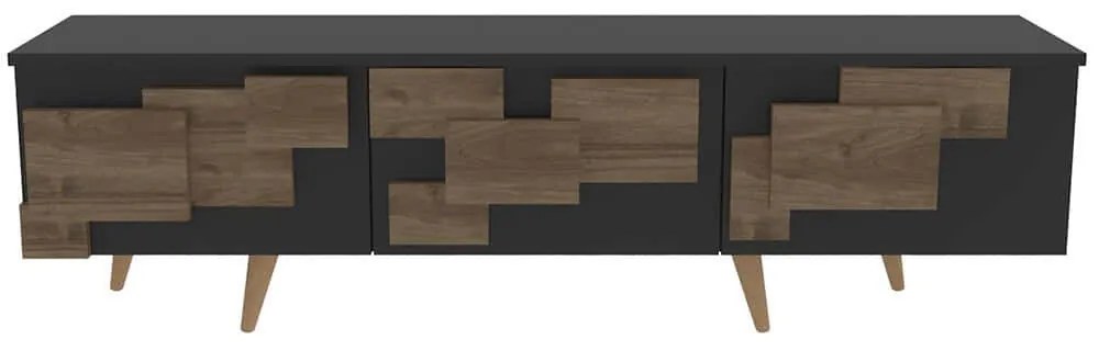 Έπιπλο Τηλεόρασης 3D 875ZNA4581 160x35x45cm Anthracite-Walnut