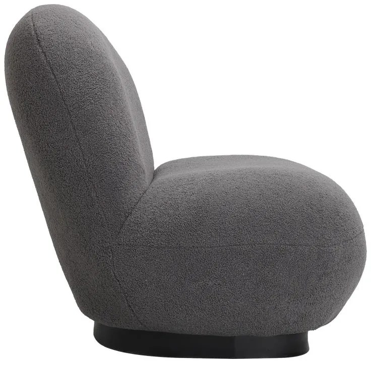 Πολυθρόνα Rosalie μπουκλέ ύφασμα σε ανθρακί απόχρωση με μαύρη βάση 85x82x77εκ 85x82x77 εκ.